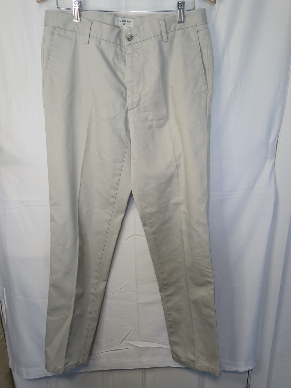Dockers Mens Slim Tapered Khaki Dress Pants Size 33x32 Cotton Stretch Casual0549